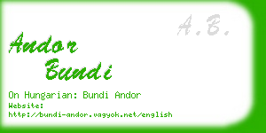 andor bundi business card